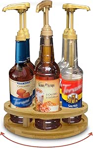 Amazon.com - Rotating Coffee Syrup Rack Liquor Organizer, 7 Bottles ...
