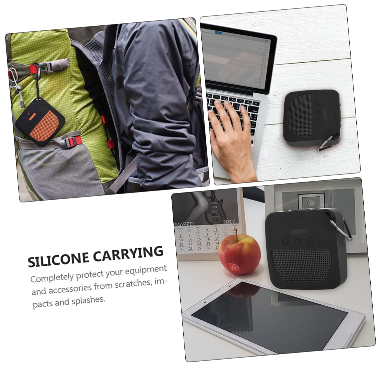 POPETPOP Micro Cover Speaker Protector Silicone Case Carabiner for Safe Travel Storage