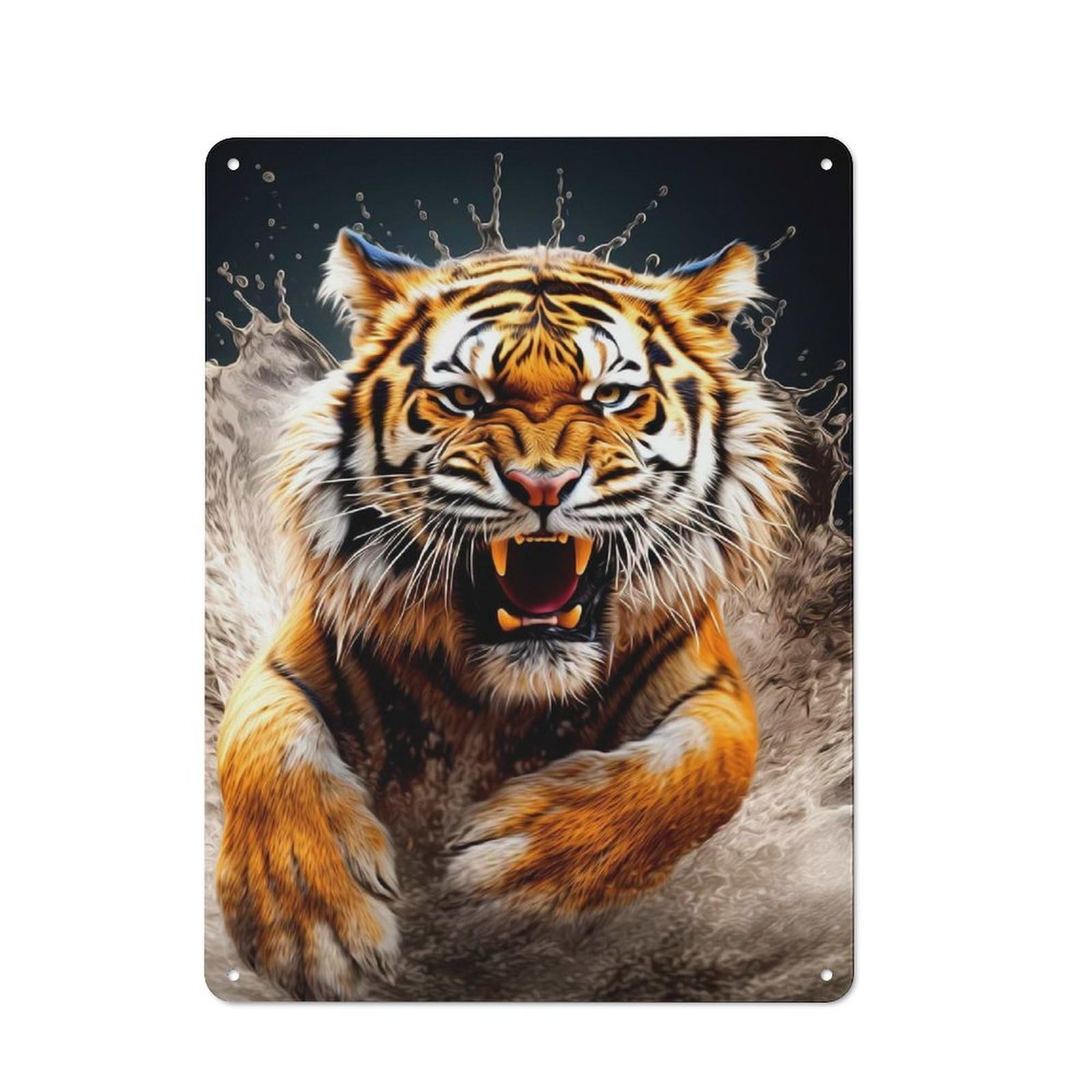 Junmoney Tiger Vintage Metal Plaque 40X30cm For Guest Room Or Hallway, A Decorative Christmas Gift For Guest Room Decorators