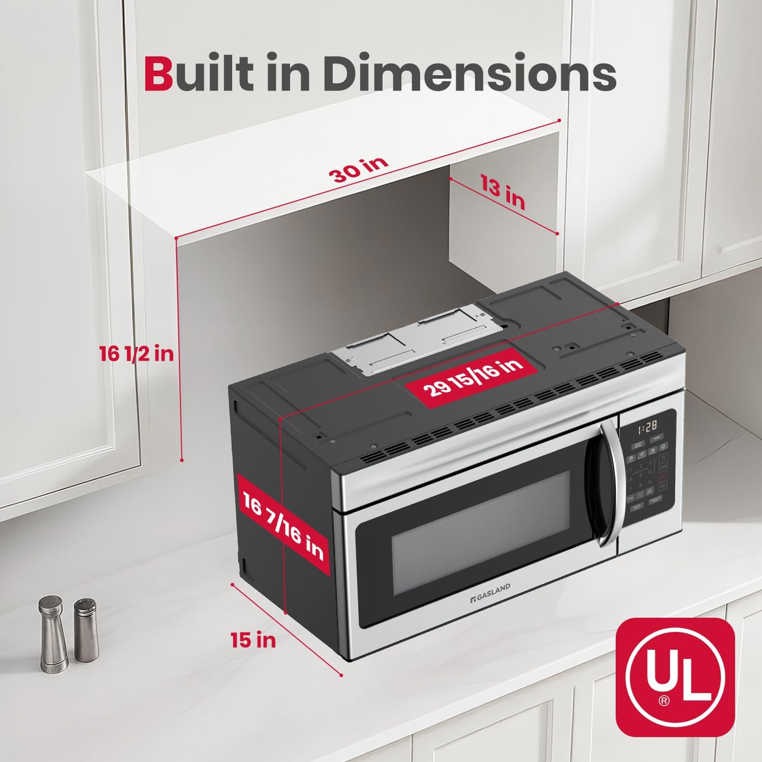 GASLAND 30 Inch Over the Range Microwave Oven, 1.7 Cu.ft Over Stove Microwave, 1000W with 10 Power Levels, Sensor Cooking, One Touch Cooking, 300 CFM, LED Lights, Stainless Steel Kitchen Microwave