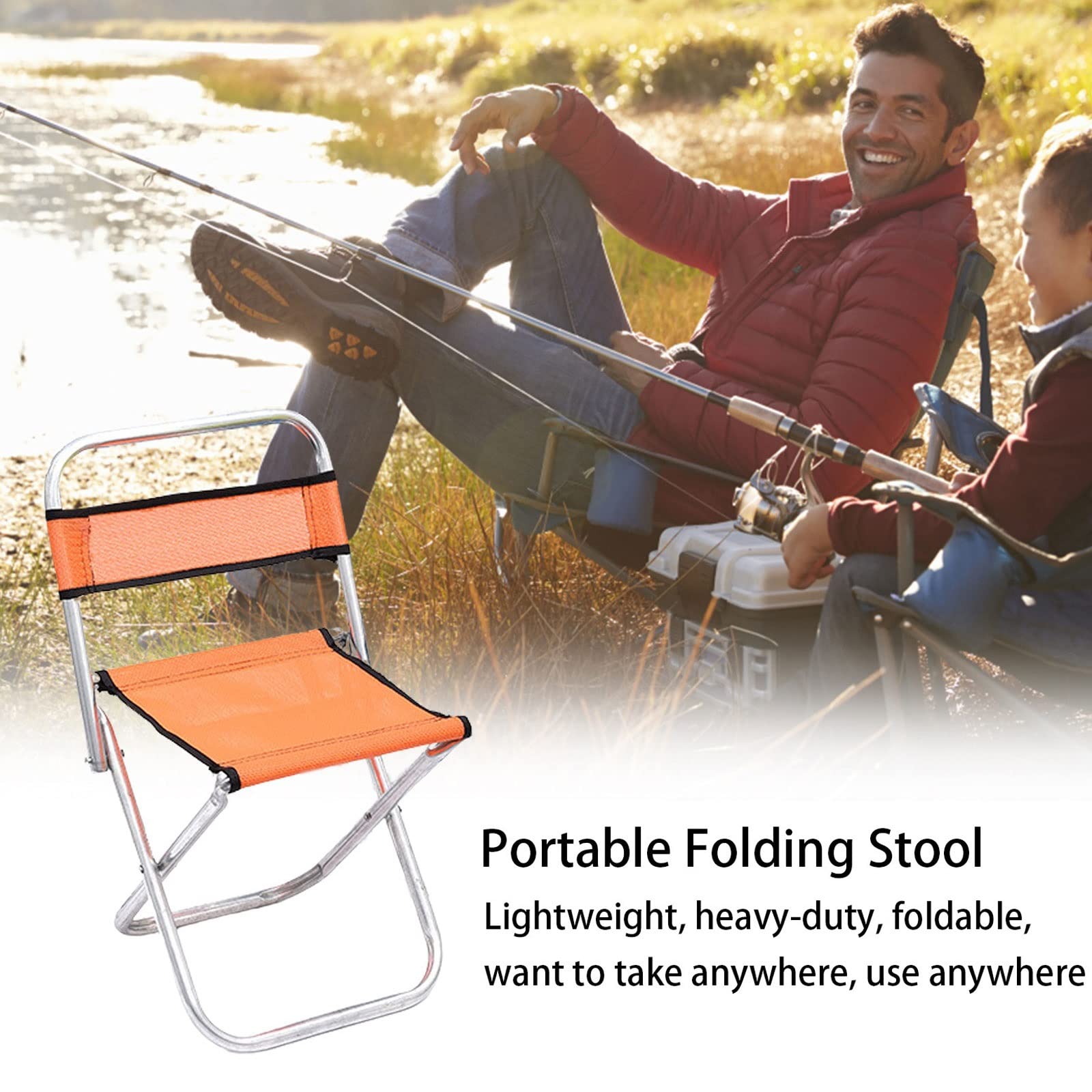 HJGTTTBN Campingstuhl Outdoor-Campingstuhl, tragbar, zusammenklappbar, verlängert, Campingsitz für Angelfestival, Picknick, BBQ, Strand, ultraleichter Stuhl (Color : Orange) Sport & Freizeit