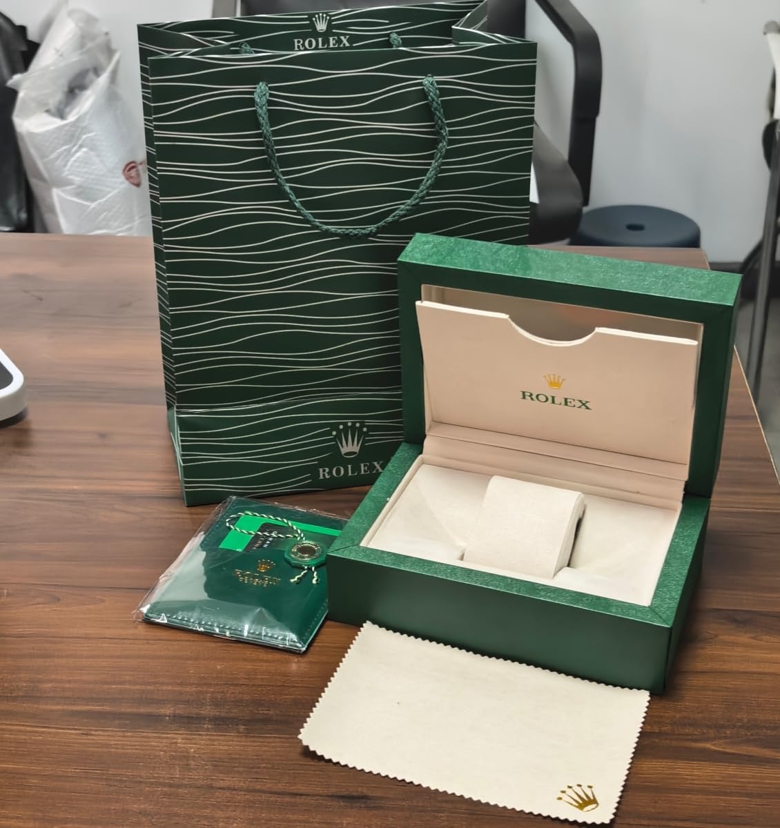 Uhrenbox Behälter Einzelkasten Grün Holz Aufbewahrung Schutz Organizer Display für Rolex Sky-Dweller