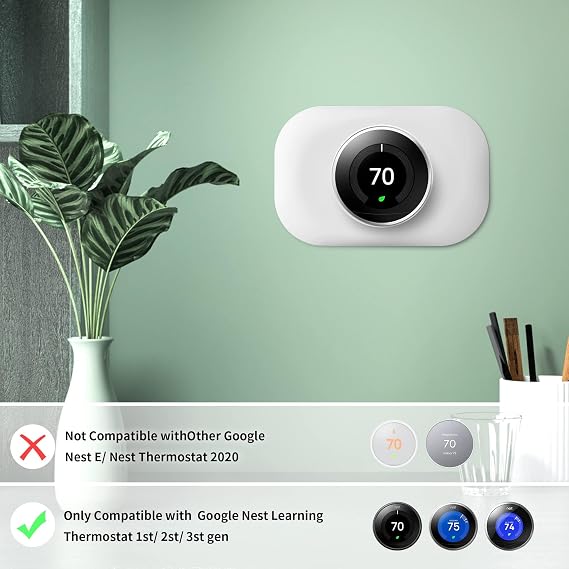 Compatible with Google Thermostat 1st/2nd/3rd Wall Plate Cover - Petrichor Nest Thermostat Trim Kit, Made for Google Nest Thermostat 1st/2nd/3rd,Easy to Install(2 Pack White)