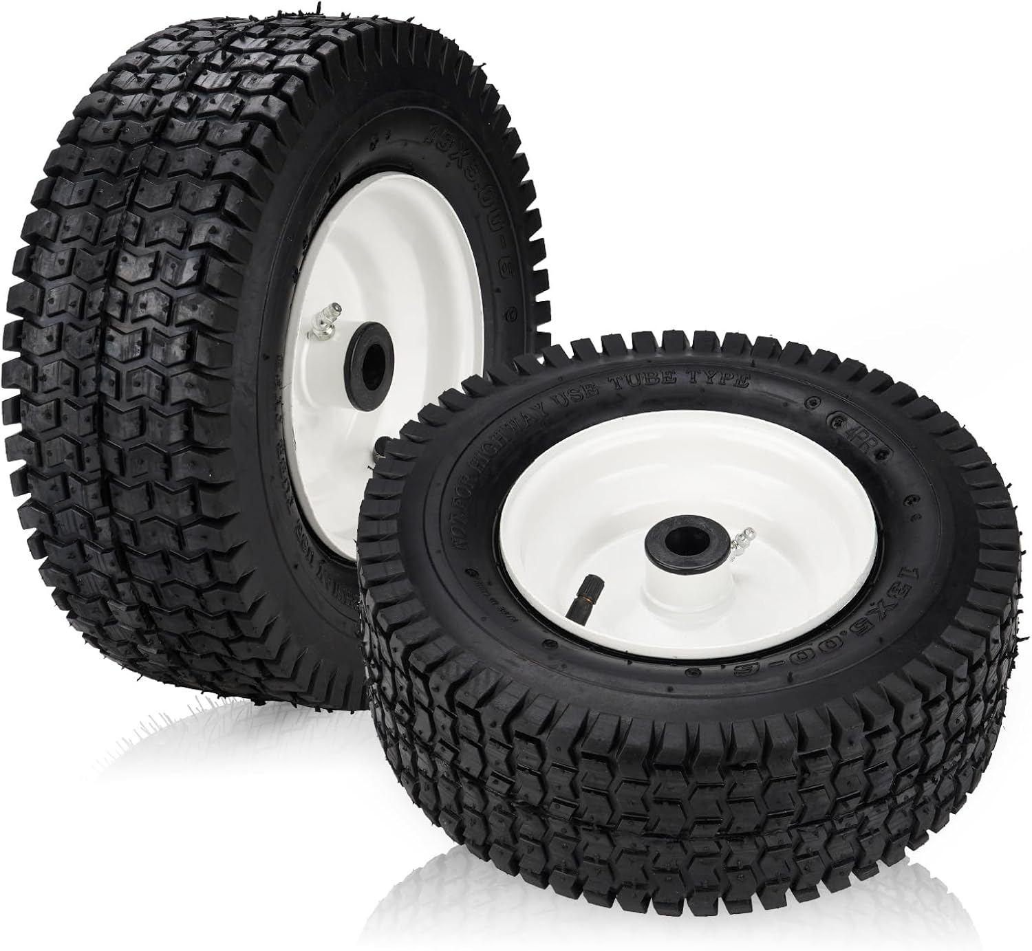 13x5.00-6 lawn mower tires with rim, natural rubber turf tire 4pr for golf carts, hand trucks, wheelbarrows, riding lawn mowers | 3" centered hub | bore id 3/4" | 400lbs capacity (2pcs)