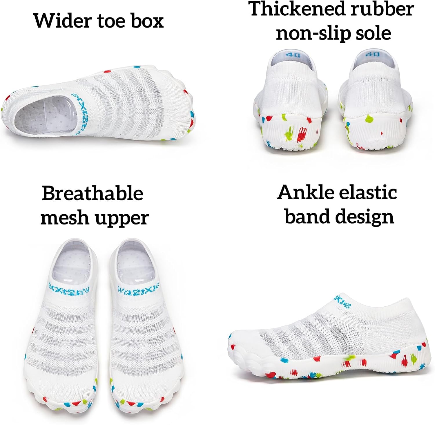Barefoot Water Shoes for Women Men Quick Dry Comfortable Wide Toe Beach Swim Sock Shoes Breathable & Non-Slip for Outdoor Sports Swimming Boating Yoga Climbing Surfing Running Travel Fishing