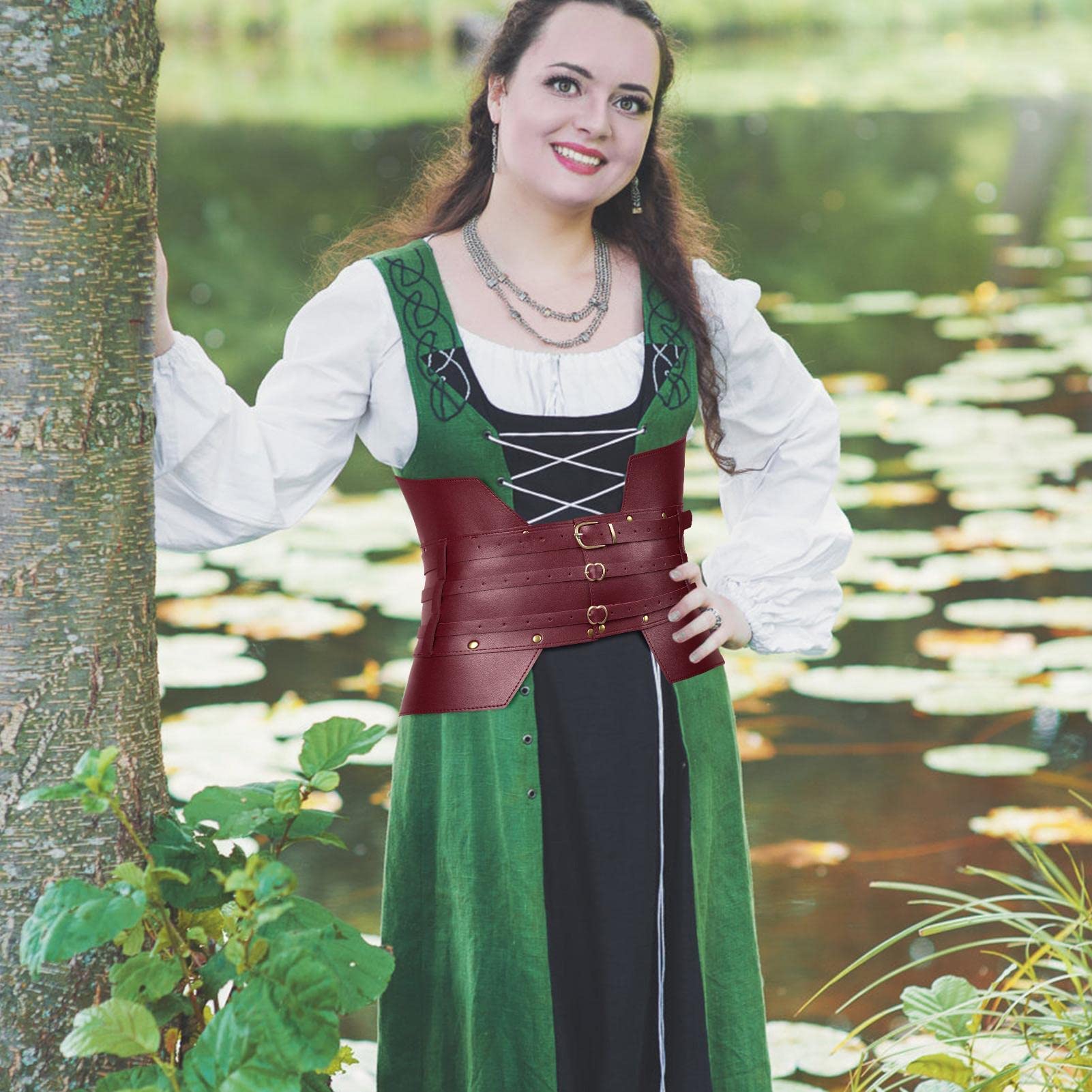 Cintura armatura medievale in pelle larga | Accessori per costumi cosplay fatti a mano con cintura Steampunk | Cintura armatura del cavaliere vichingo rinascimentale
