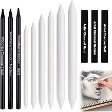 Set of 12 Drawing Charcoal Set Sketching and Drawing Pencils Set Paper Wiper for Drawing Charcoal Pencils for Sketching Charcoal Pencils for Drawing for Beginners and Artists for Painting
