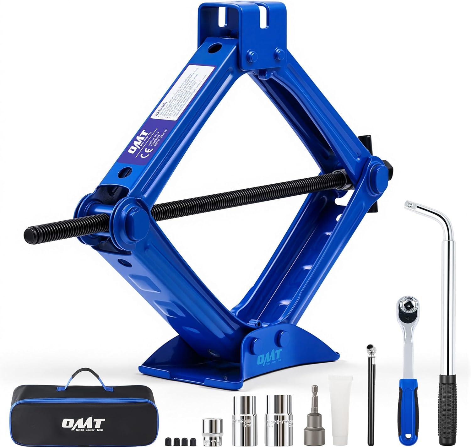 Orion Motor Tech 2 Ton Scissor Jack, 15 pc. Car Scissor Jack Kit for Sedan SUV MPV with Ratchet Wrench Drill Sockets, 4409 lb. Portable Car Jack and Stand Kit, Heavy Duty Car Jack for Tire Changing