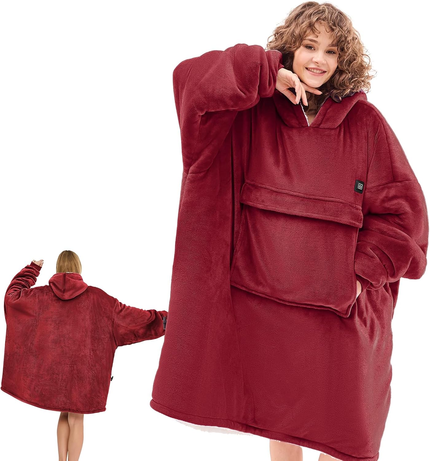 CYMULA Oversized Wearable Blanket Hoodie Gifts for Women Men, Burgundy