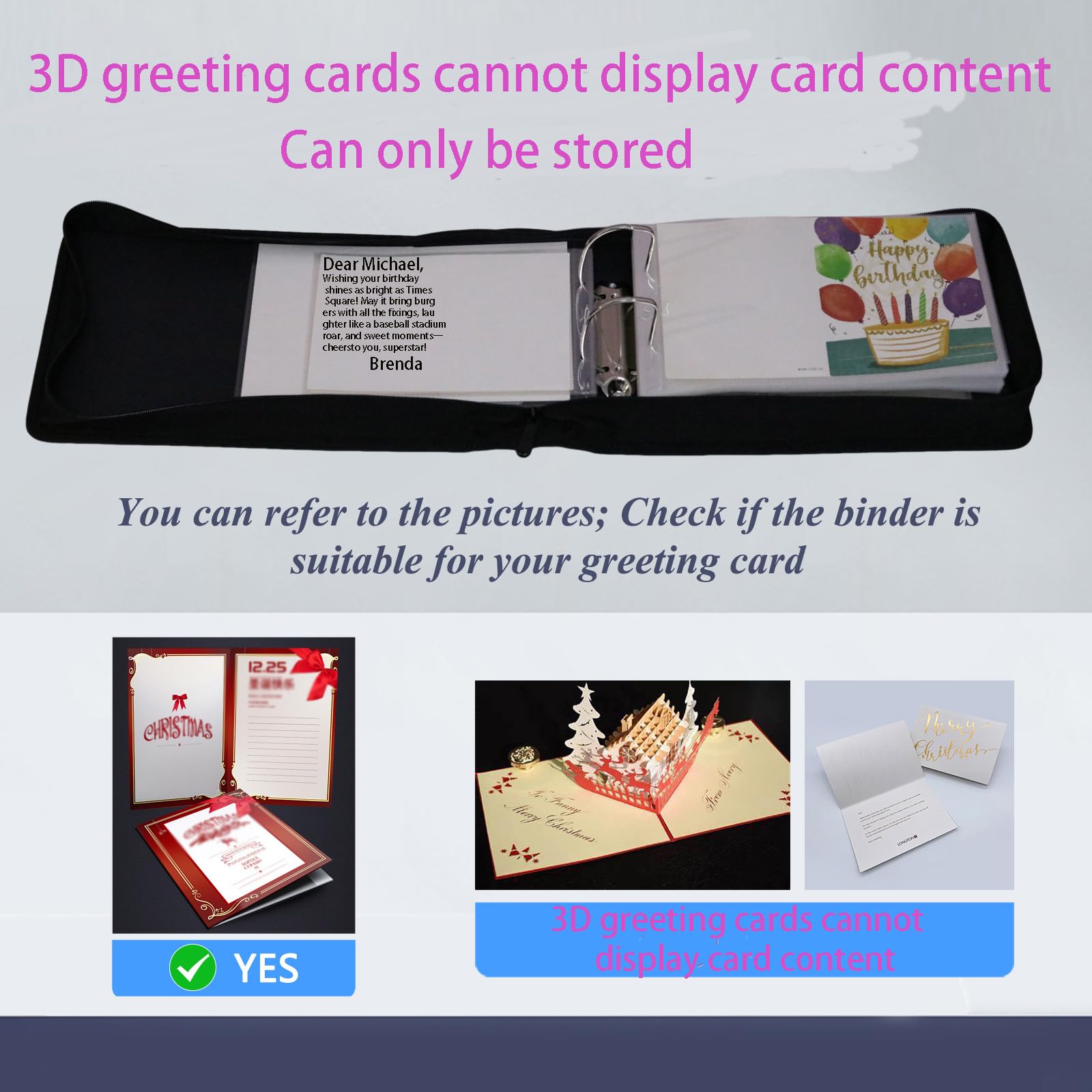 Amazon.com: greeting card organizer binder and birthday card holder  book,christmas card photo album,binder for greeting cards with  sleeves,Suitable for 5x7in, 4x6in, 3x5in cards holds 120 cards (black) :  Home & Kitchen