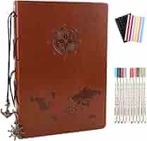 Album Fotografico Vintage In Pelle Yileey - 60 Pagine Nere, 28x21cm, Con Stencil E Adesivi Per Scrapbooking - Foto 5