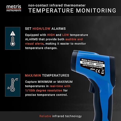Miniatura 6 de Metris - Termómetro digital infrarrojo para acuario, pecera, reptil, serpiente, accesorios de terrario, automoción, pistola de temperatura láser con