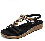 Femmes Plat Sandales Dressy Bohemian Appartements Été Confortable Bracelet de cheville Chaussures de marche en plein air