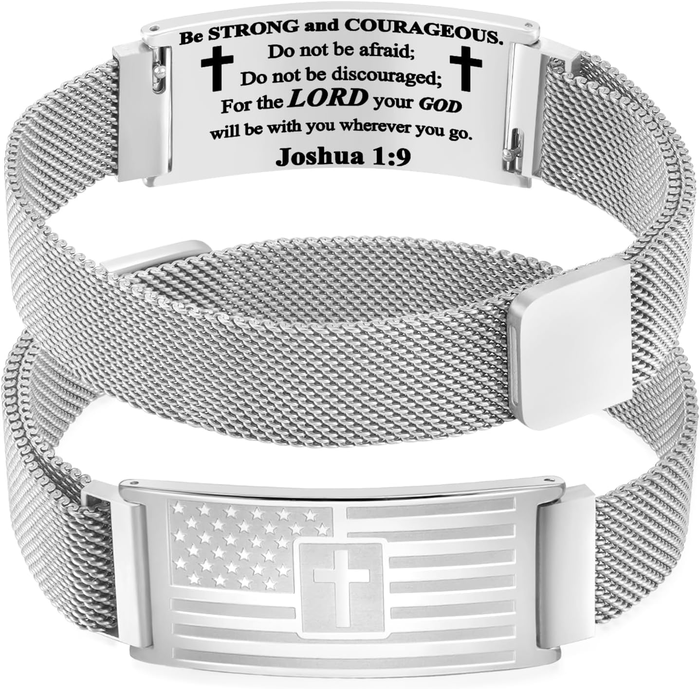 DuoDiner Easter Basket Stuffers -American Flag/Flag Cross Bracelet for Men Boys,Stainless Steel Bible Verse Bracelet Jewelry Gifts for Men Boys