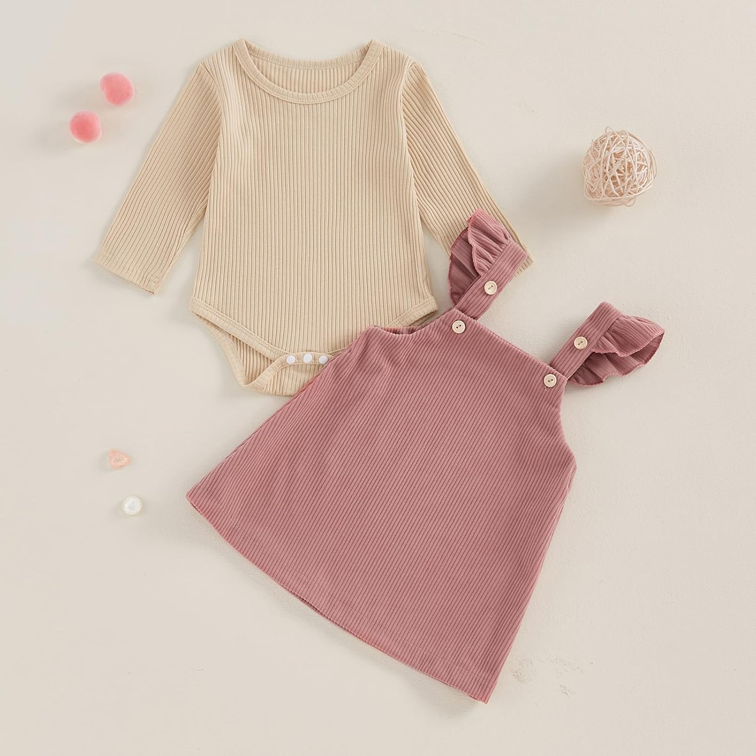 fhutpw Baby Girl 2 Piece Outfits Corduroy Skirt + Ribbed Knit Long Sleeves Top 3 6 12 18 Months Clothes Fall Winter Suits - Image 4