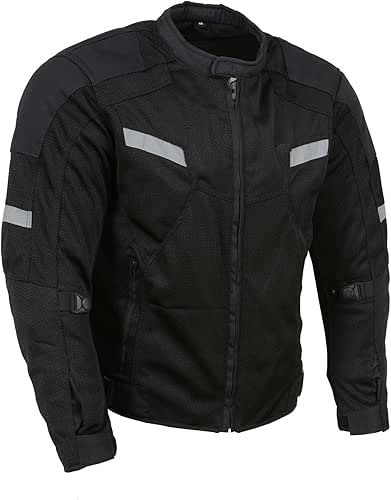 Milwaukee Leather MPM1792 Men's Black CE Armored Textile Motorcycle Jacket-