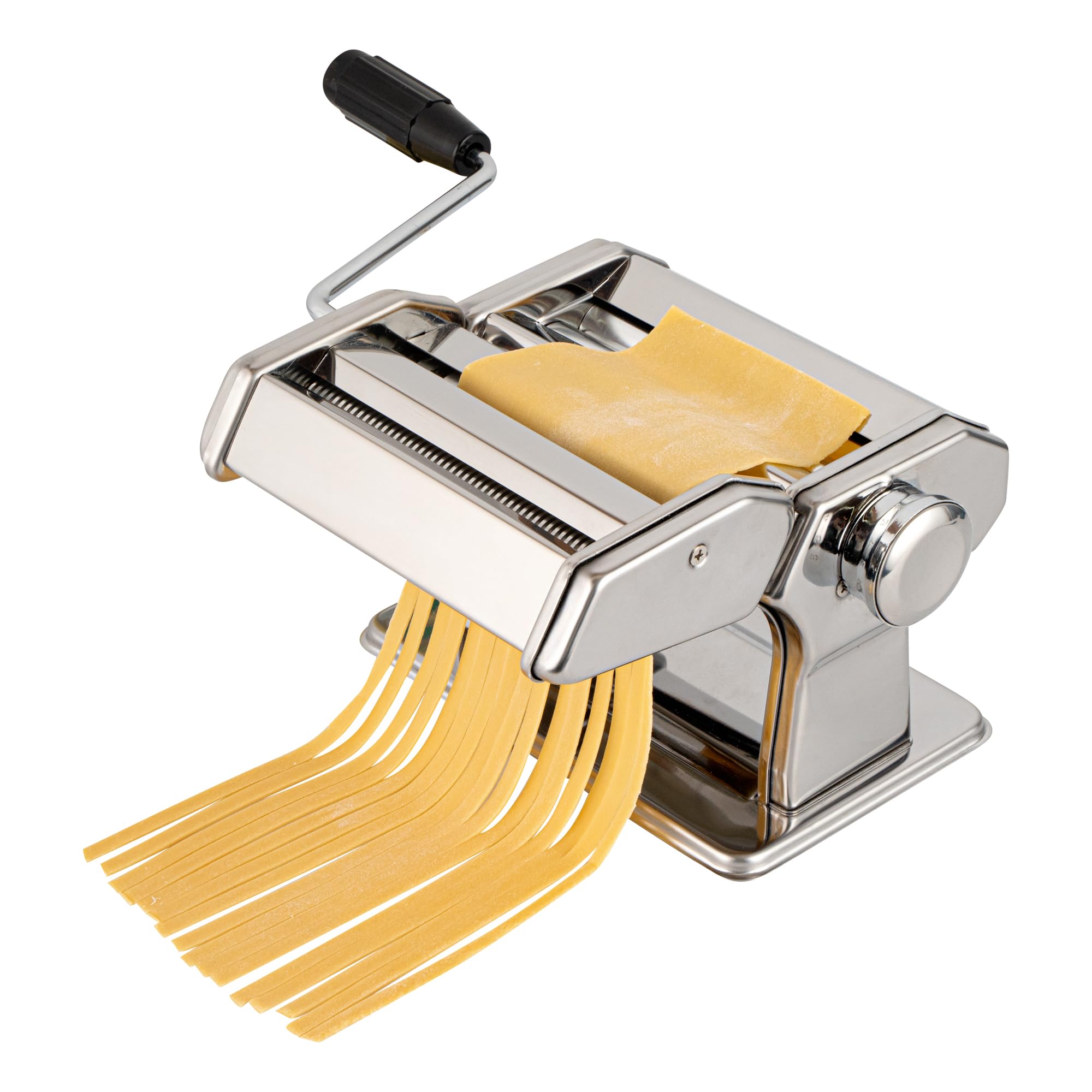 Restaurantware -Met Lux - Máquina para hacer pasta, 1 máquina para hacer pasta con 2 accesorios de corte, 9 ajustes de grosor ajustables, juego de 5 piezas, máquina manual de pasta de acero