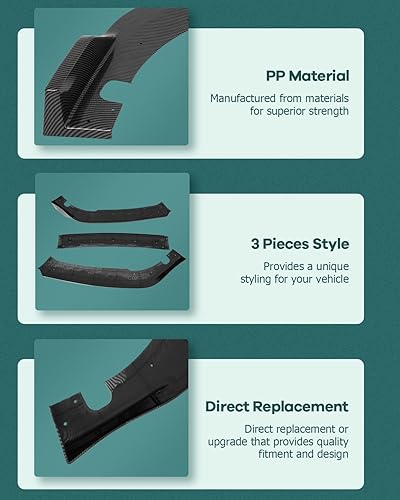 Vista 93 de SCITOO Alerón de labio delantero para Hyundai Elantra 2017-2018 para parachoques delantero negro brillante