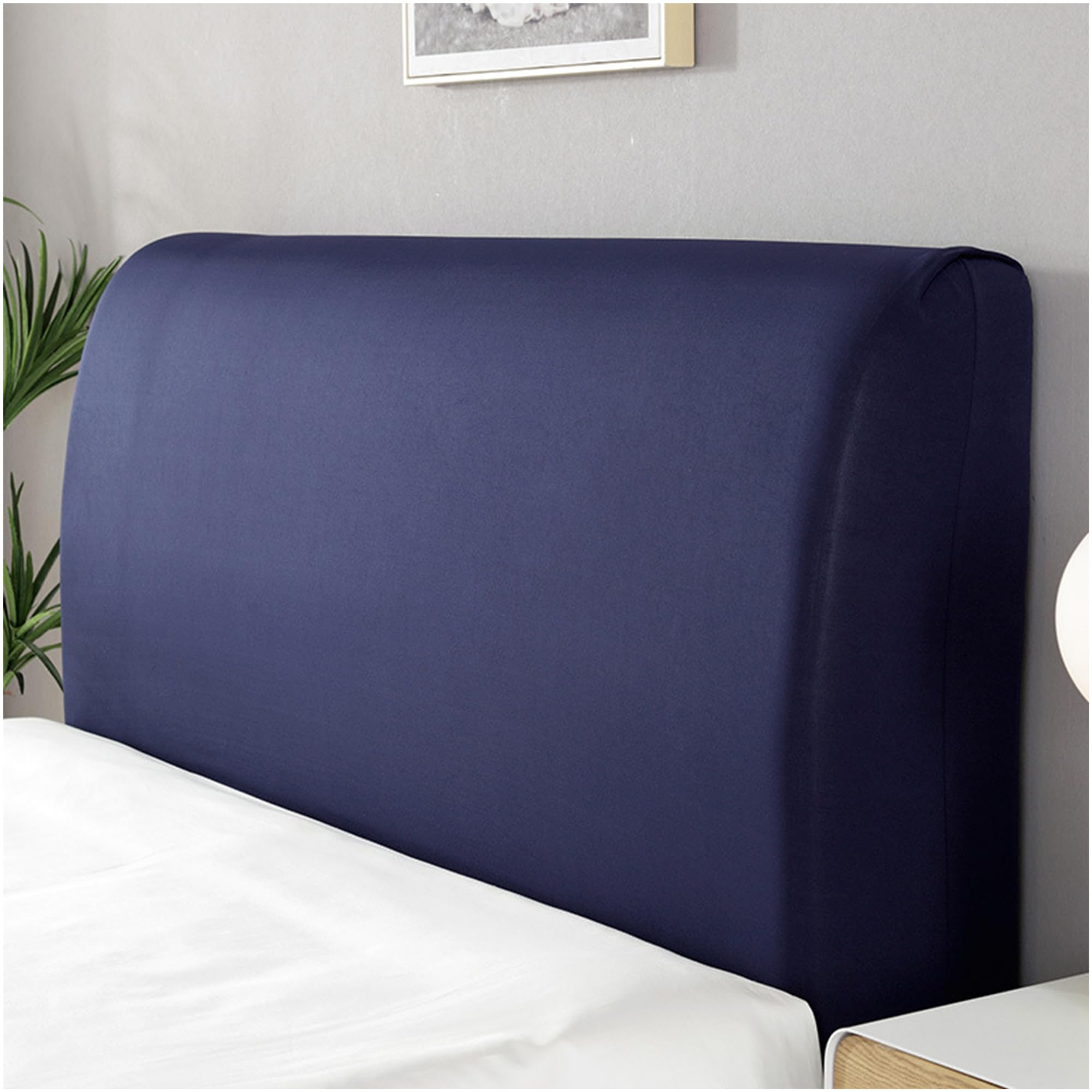 Stretch Headboard Cover, Bed Headboard Cover, Dustproof Headboard Wrap, All-Inclusive Bed Head Protector for Single/Double/King/Super King Bed Headboards (Navy Blue, Super King Size, 190-210 CM)