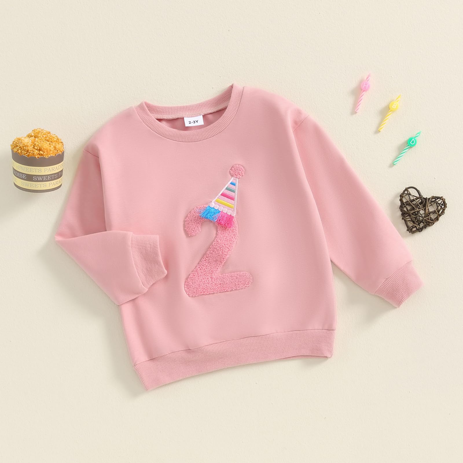 Tenues d'anniversaire pour bébés filles, garçons, t-shirt à manches longues, col rond, lettre brodée, coupe ample, vêtements pour tout-petits, cadeau d'anniversaire pour filles