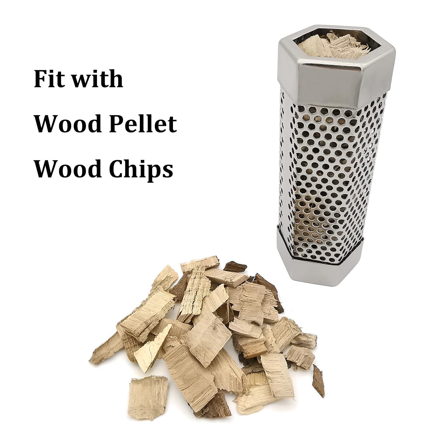 Caja de tubo de humo para parrilla de pellets, tubo generador de ahumador frío de acero inoxidable 304, 2.5 horas de ahumado en caliente o frío, hexagonal de 6 pulgadas, paquete de 2 5