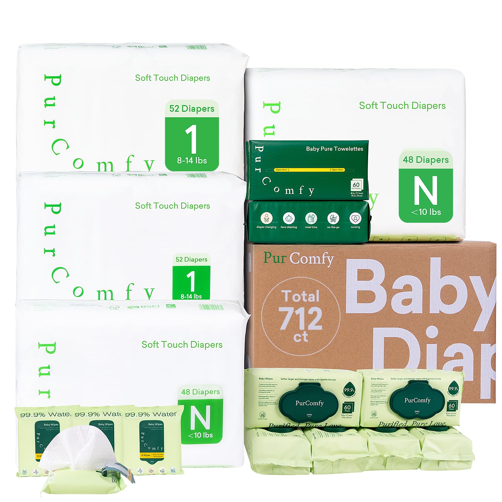 PurComfy Baby Diapers Essential Kit - disposable diapers | Mubboo