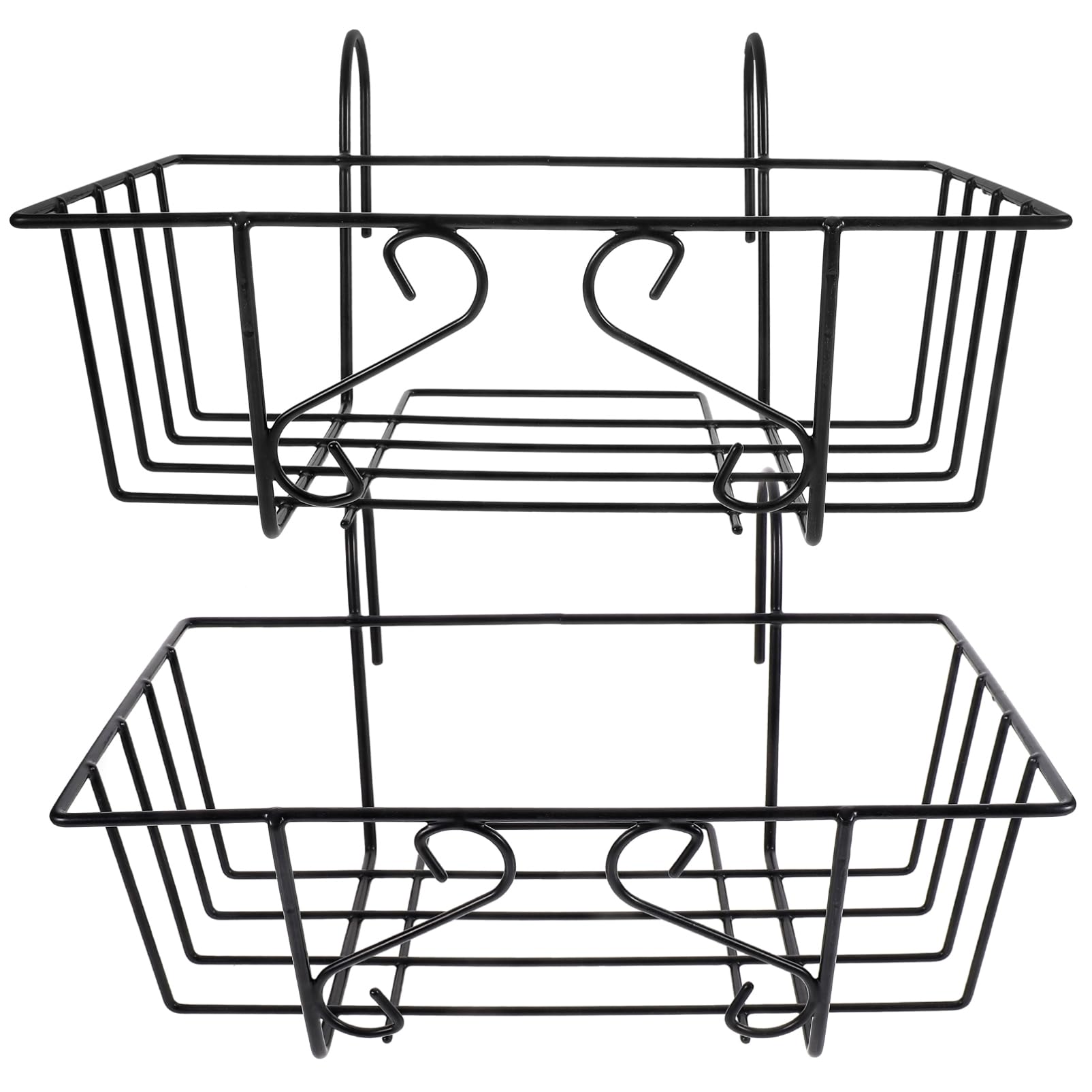 BESPORTBLE 2pcs Balcony Hanging Railing Planter Basket Flower Pot Holder Fence Metal Stand Rectangular Baskets Hanging Shelf for Plants Metal Plant Hanger 35c Flowerpot Iron Hanging Flowers
