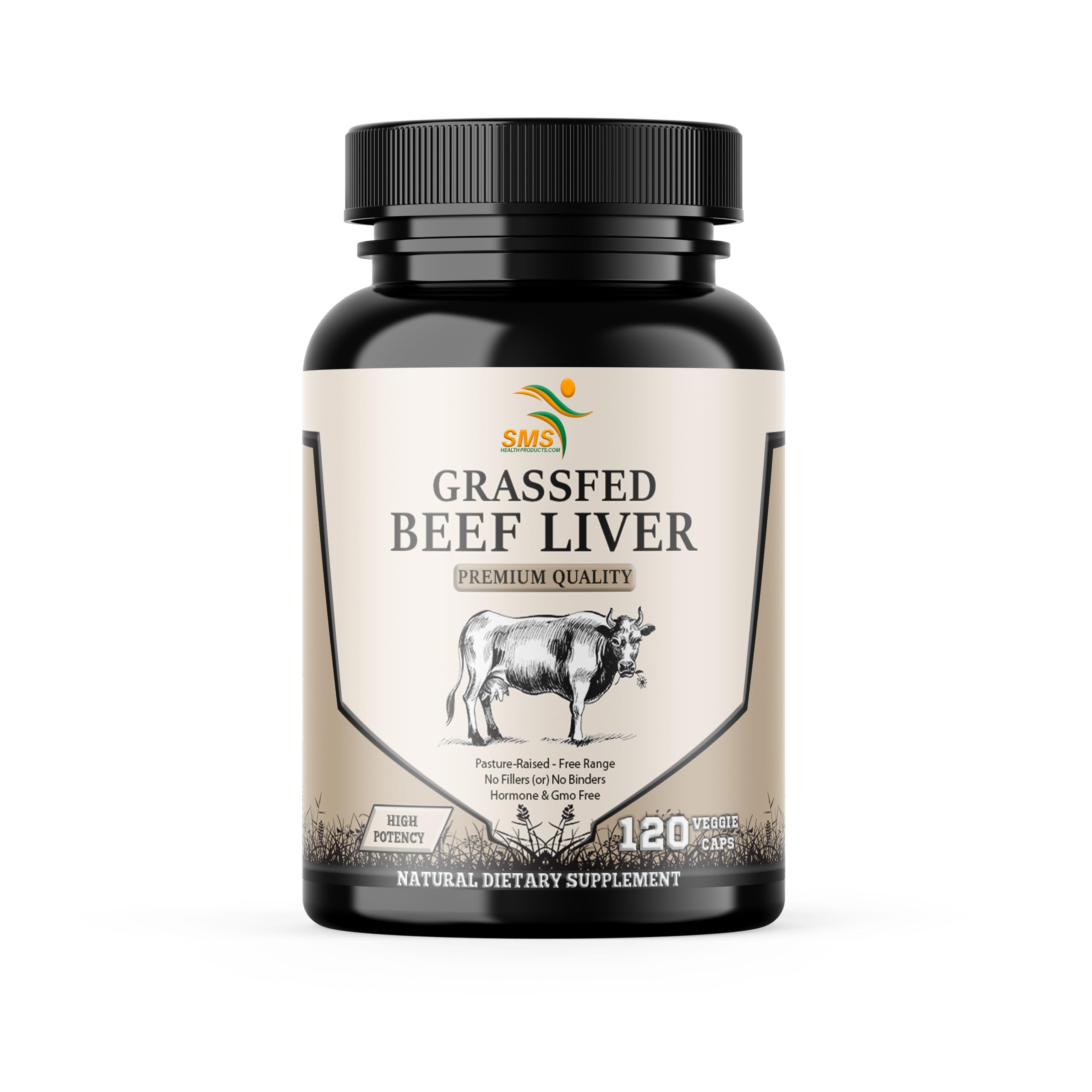 Grass Fed Desiccated Beef Liver Capsules (120 Pills, 480-500mg Each) - Natural Iron, Vitamin A, B12 for Energy - Humanely Pasture Raised Undefatted Without Hormones or Chemicals