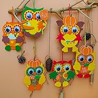 Vista 3 de Winlyn Juego de 24 juegos de manualidades de otoño, manualidades de Acción de Gracias, adornos de búho de otoño, decoración de búho de otoño, hojas