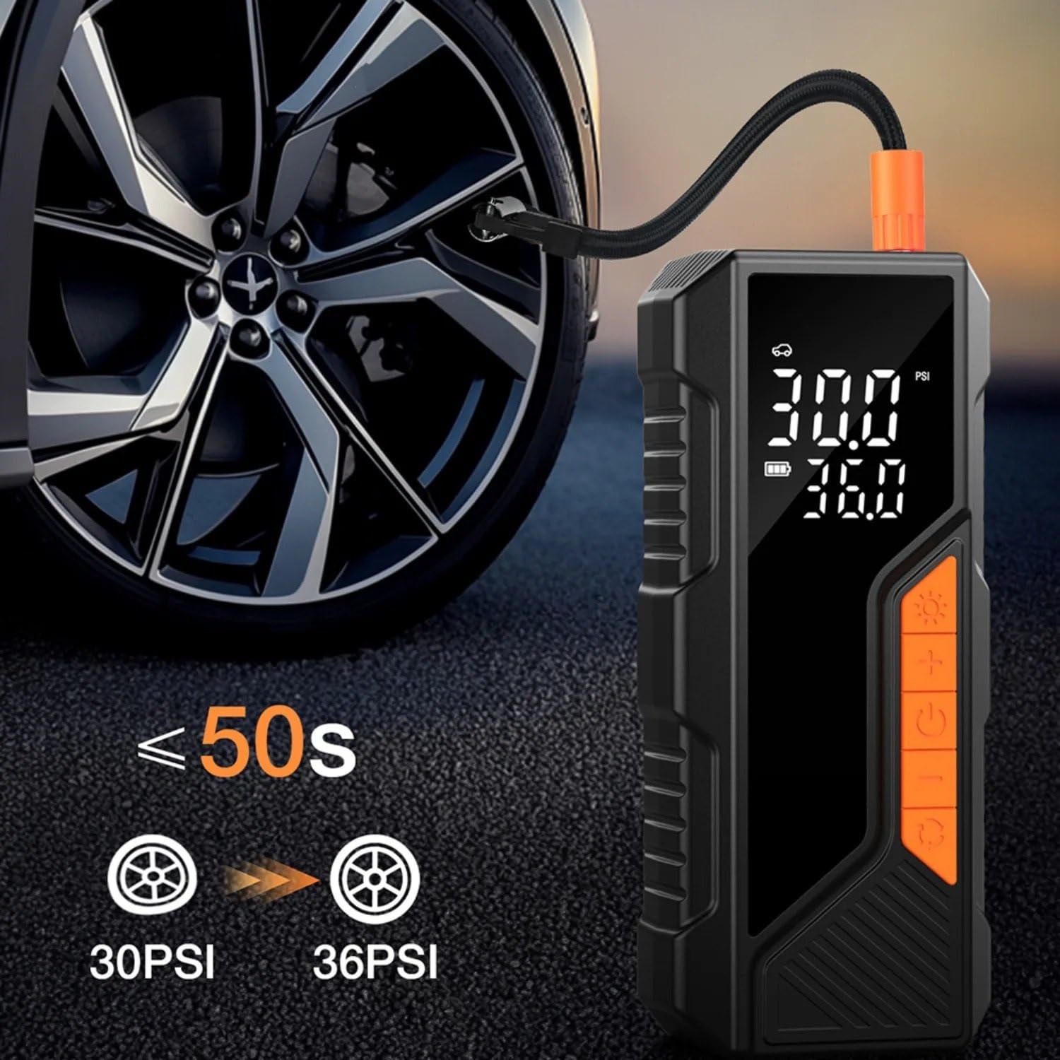 Inflador Ruedas Coche Compresor de aire inalámbrico portátil de 150PSI, medidor de neumáticos para bicicleta y coche, pelotas deportivas para motocicleta, luz LED Compresores de aire portátiles