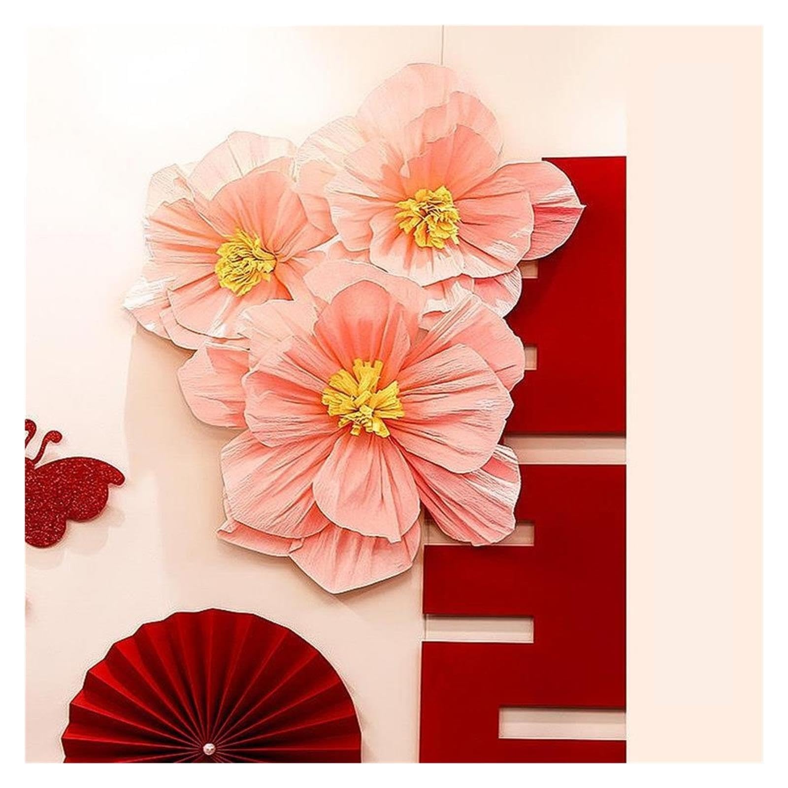 36 Piezas De Decoración Flores Papel Crepé Para Decoraciones