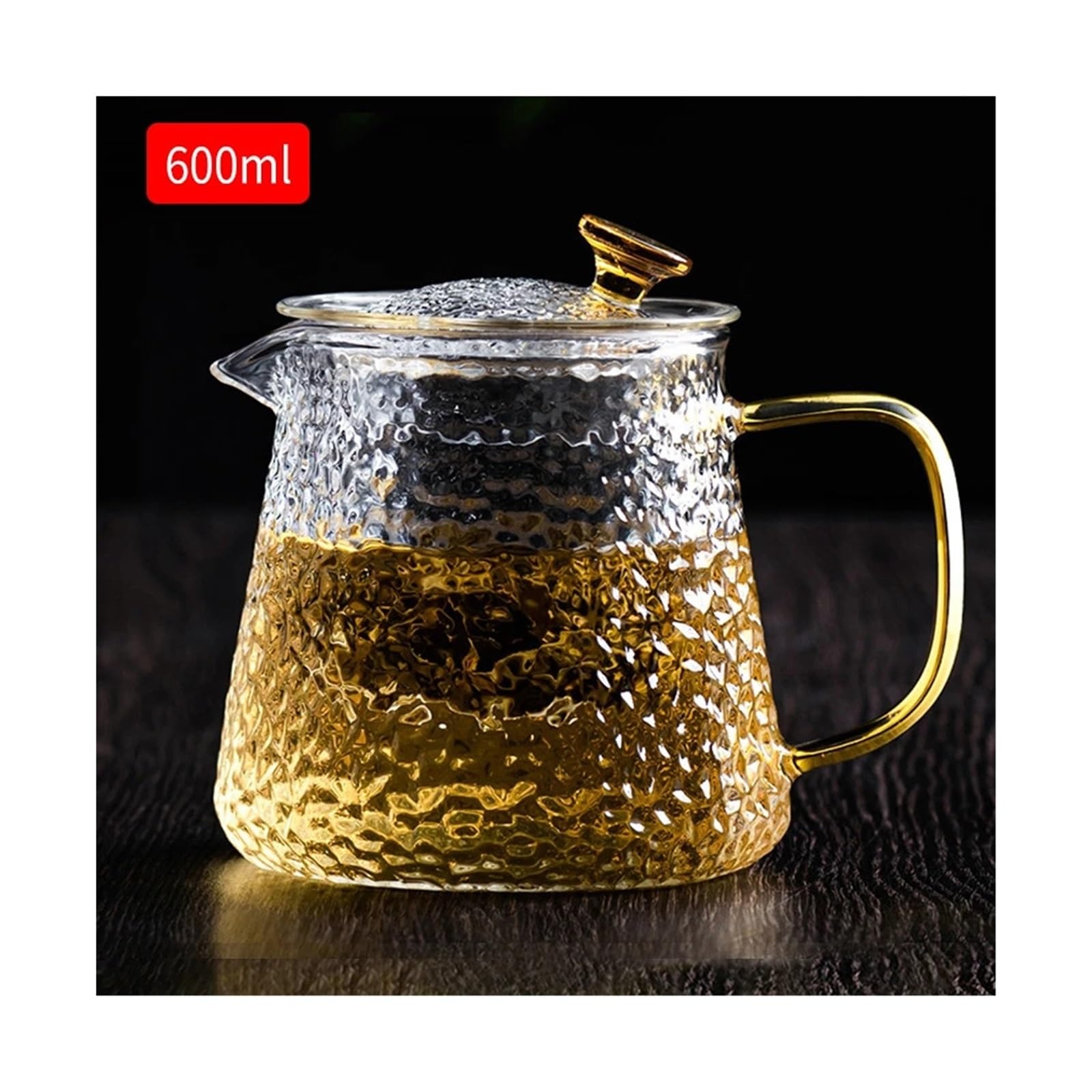 Teiera Teiera in vetro resistente Set da tè cinese Bollitore Puer Caffettiera in Comodo ufficio(600ml)