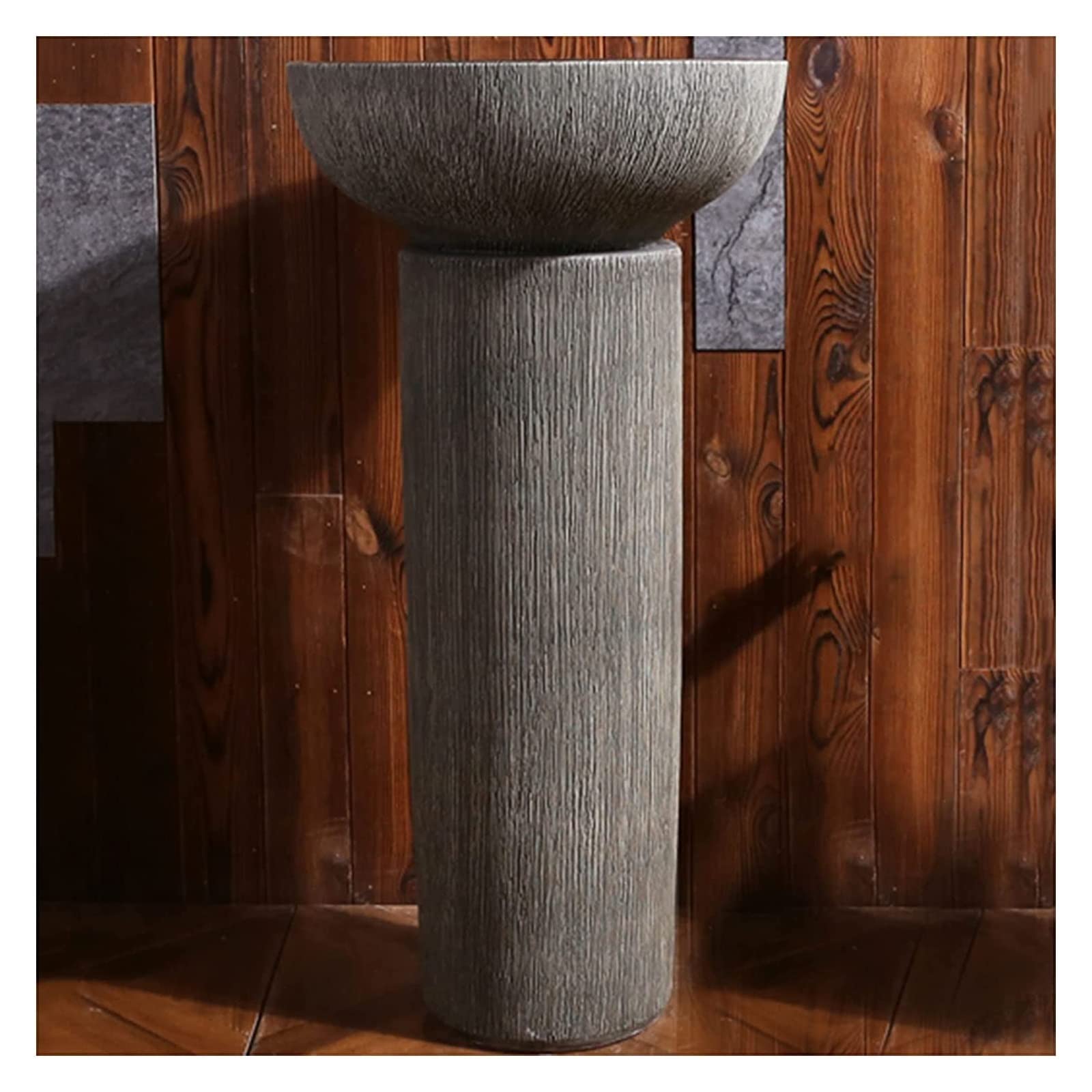 OLSKFUH Freestanding Pedestal Sink Floor Standing Art Sink Pedestal Sink, Contemporary Bathroom Sinks, Compact Corner Sinks, Home Bathroom Kaolin Clay Vessel Sinks Combo For Indo,A-Two piece set