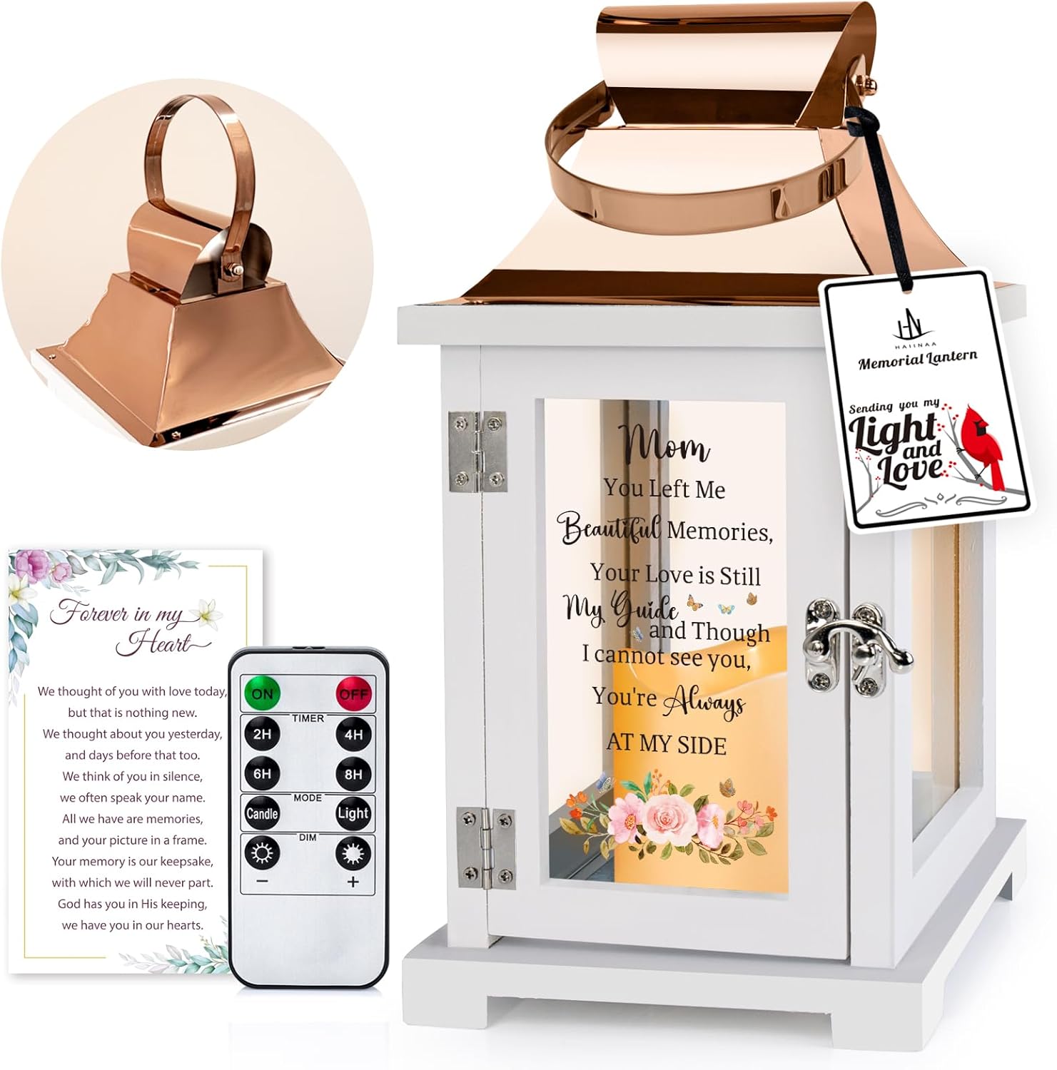 HN HAIINAA Memorial Lantern with Remote, Bereavement Sympathy Gifts for Loss of Loved One Memorial Gifts for Loss of Mother Remembrance Gifts Thoughtful Funeral Gifts