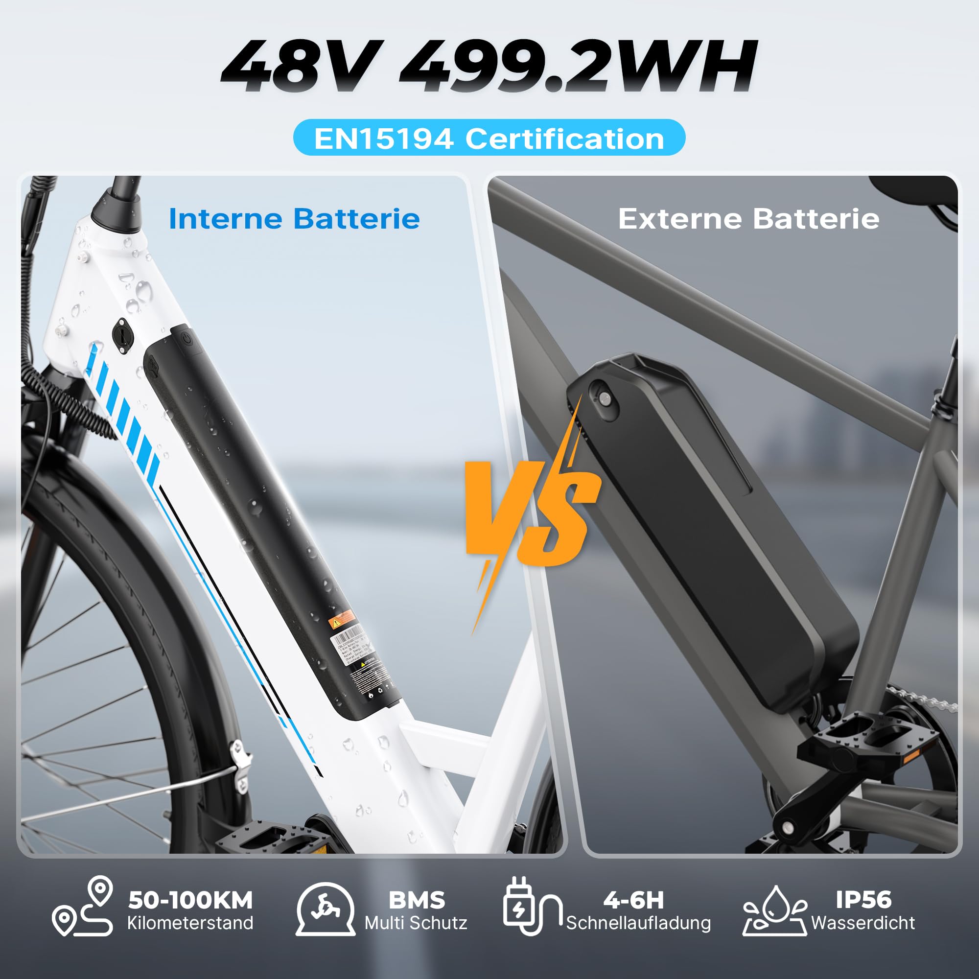 E Bike, 28 Zoll E-Bike Herren Damen 48V 499.2 Wh Akku, Reichweite Bis 100 KM, 250W Motor, Elektrofahrrad 7-Gang Schaltung, E Fahrrad LCD-Display, 4 Fahrmodi, Pedelec CityBike für Erwachsene