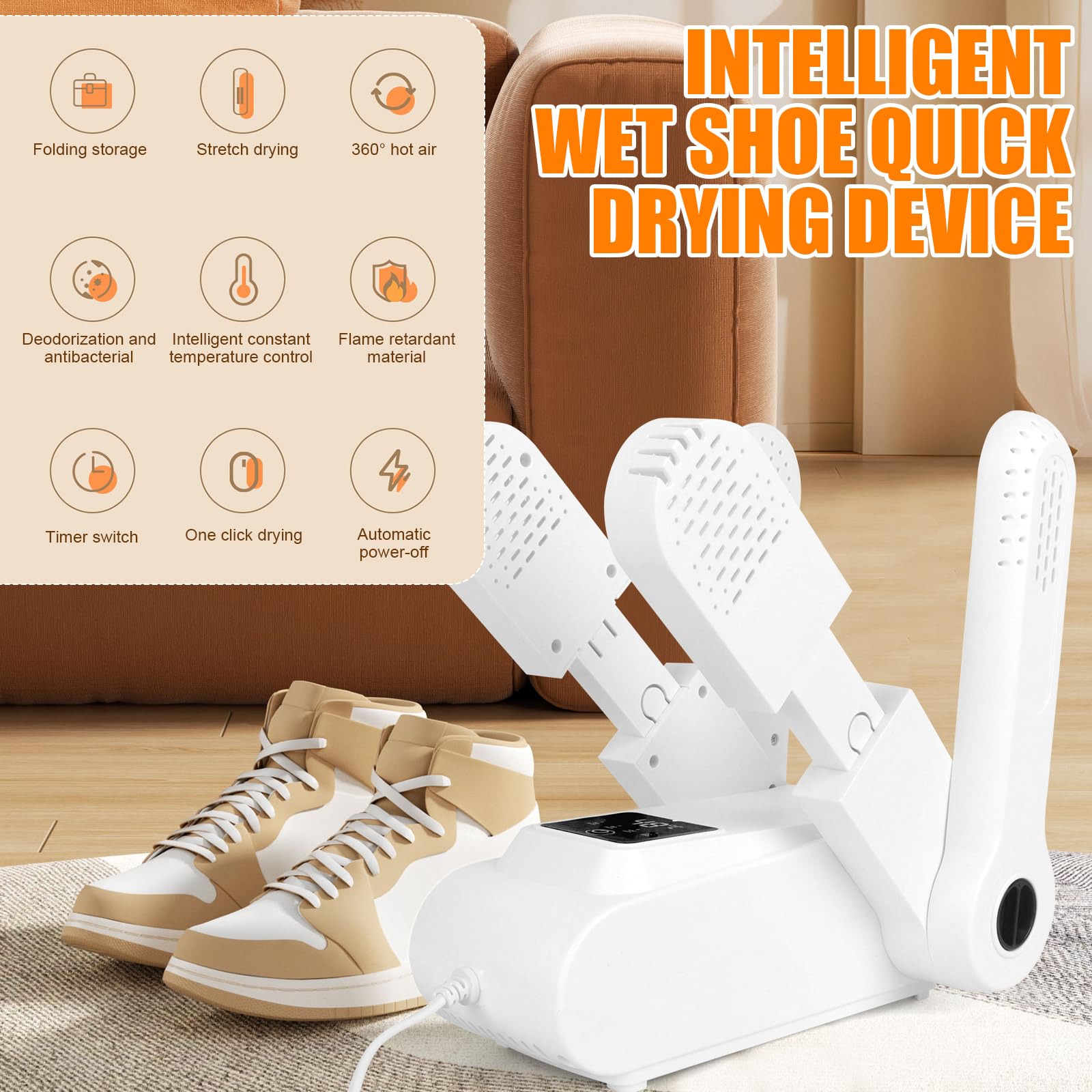 Secador De Zapatos Para 2 Pares, Secador Zapatos, Secador De Botas Con Temporizador, Calentador Eléctrico De Zapatos, Esterilización UV, Plegable Para Guantes, Zapatos, Calcetines