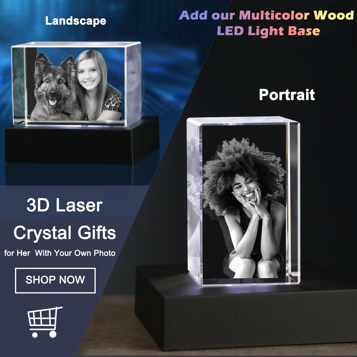 Pet Memorial Gift,3D Crystal Photo,Dog Memorial Gifts for Dogs,Cats,Personalized Crystal Photo Frame,Customized 3D Engraved Crystal Keepsake,Animal Memorial Gifts,Pet Remembrance