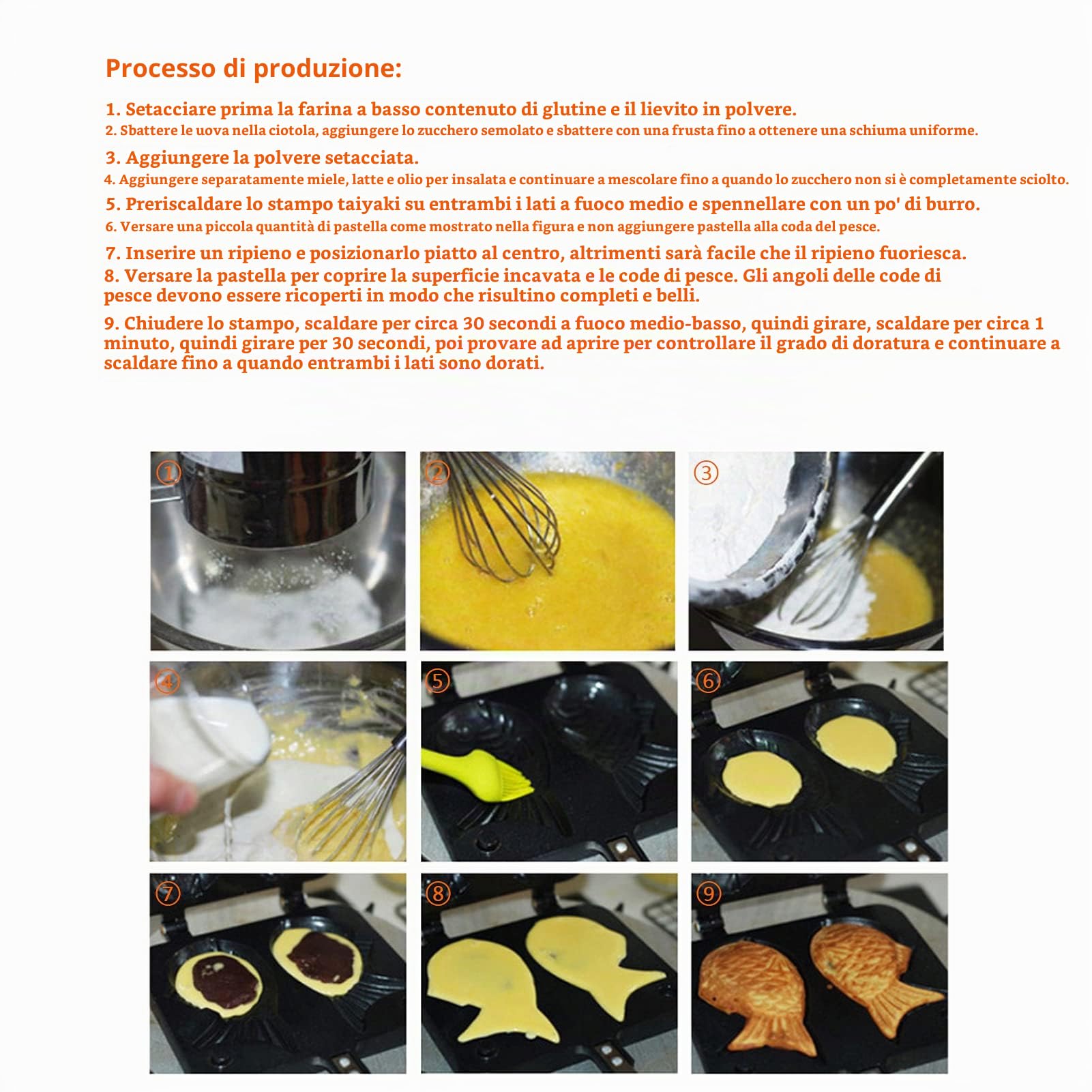 Stampo Taiyaki, Padella Antiaderente per Waffle a Forma di Pesce con Doppia Cottura, 38x19x4 cm in Alluminio, per Caffetterie e Casa