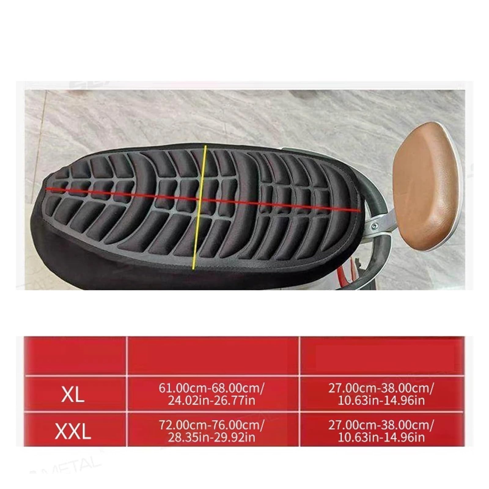 Funda para Asiento de Motocicleta Funda para Asiento de Motocicleta, Transpirable, Absorbente Golpes, Gruesa, eléctrica, para Funda, protección Solar(XL)