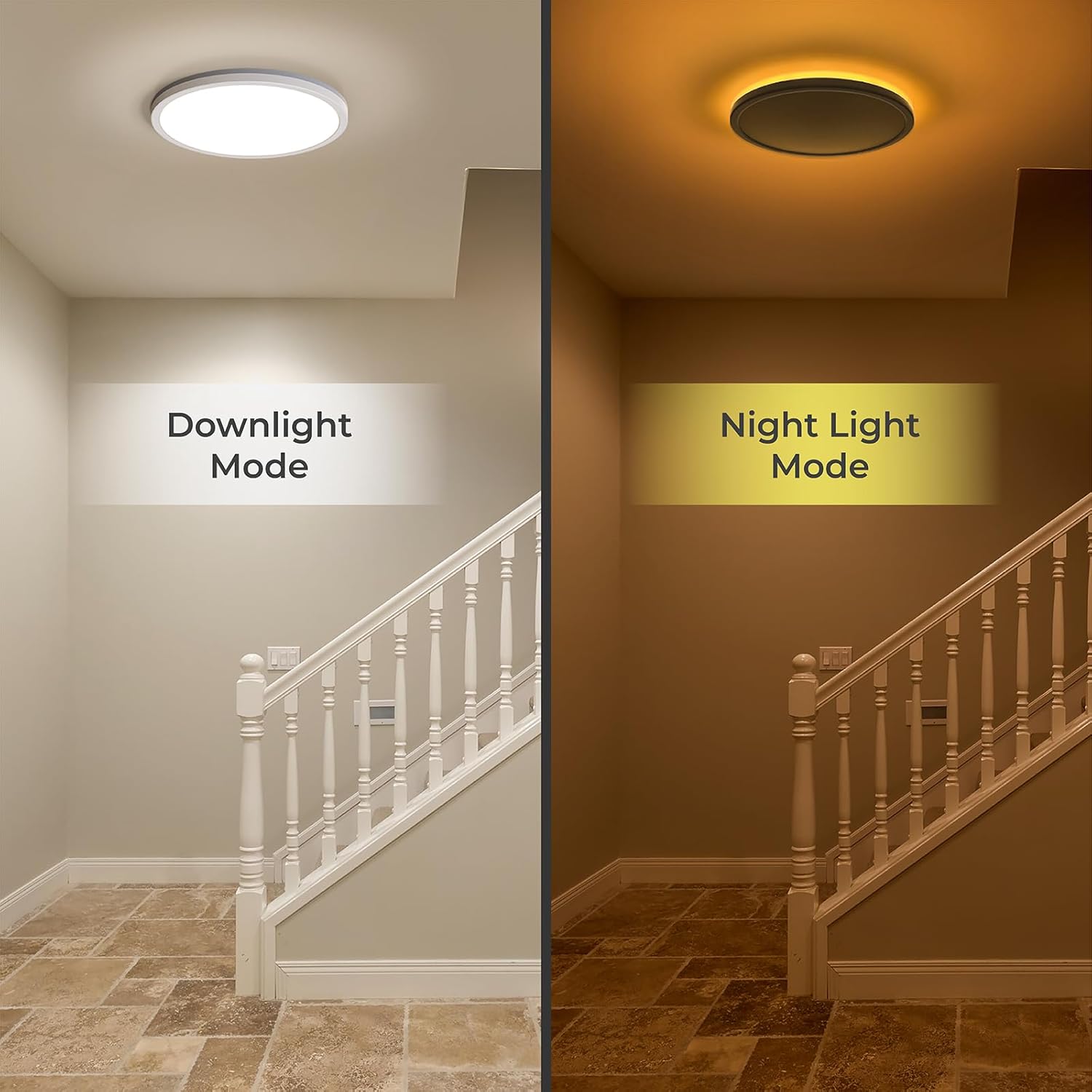 Matane Flush Mount Ceiling Light Fixture with Remote Control, Nightlight 8.7 Inch 18W 3000K-6500K Adjustable, Led Low Profile Ceiling Lights for Bedroom, Living Room,Dining Room, Kitchen, Round White