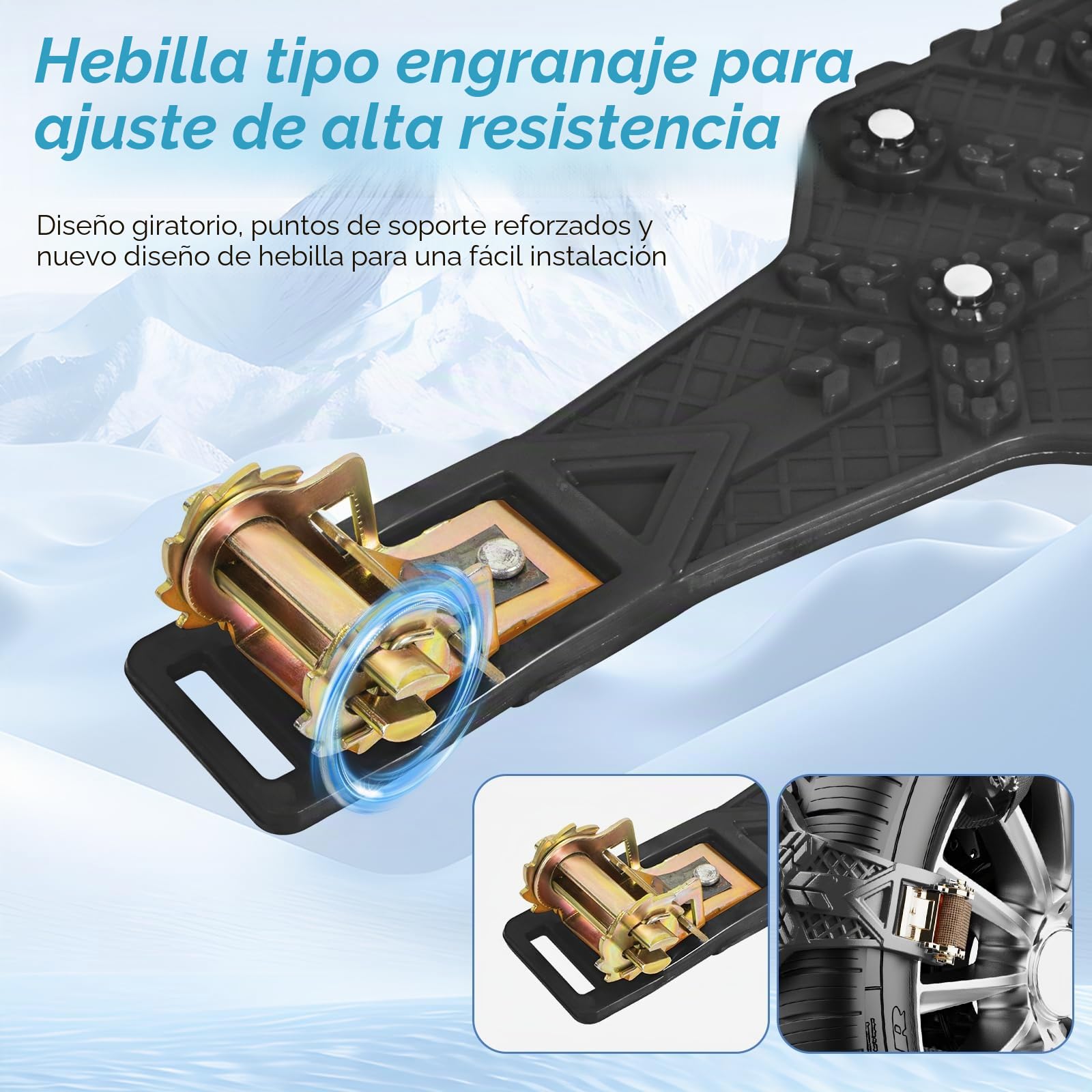 Cadenas de nieve universales para invierno, 8 unidades, 165 – 255 mm, ajustables, fáciles de montar, duraderas, para coche, camión, SUV, carretera, nieve, carreteras, carreteras, color negro