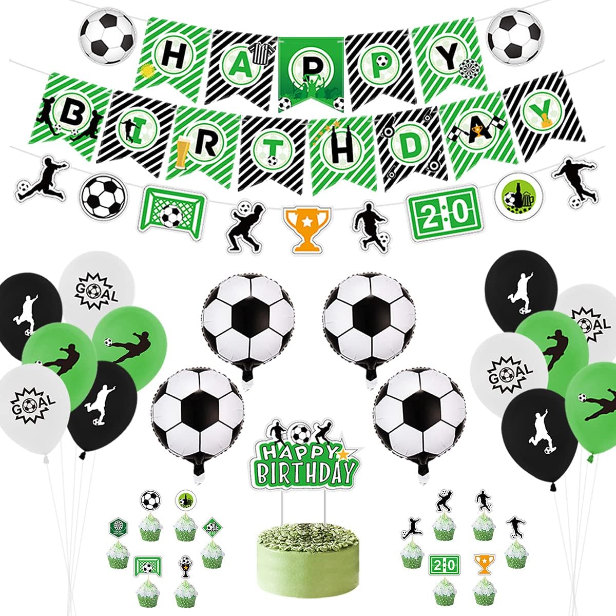 Football Party Decorations, Including Happy Birthday Banners, Football Element Flag, Football Theme Balloons