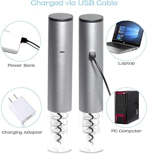 Miniatura 6 de Abrebotellas de vino eléctrico, abridor automático de vino, sacacorchos eléctrico recargable con aireador de vino, cortador de lámina, tapón de