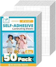 50 Pack Self Adhesive Laminating Sheets, Holds 8.5 x 11 Inch Laminate Paper, 9 x 12 Inch Lamination, Letter Size, Thermal Laminating Sheets, Self Sealing