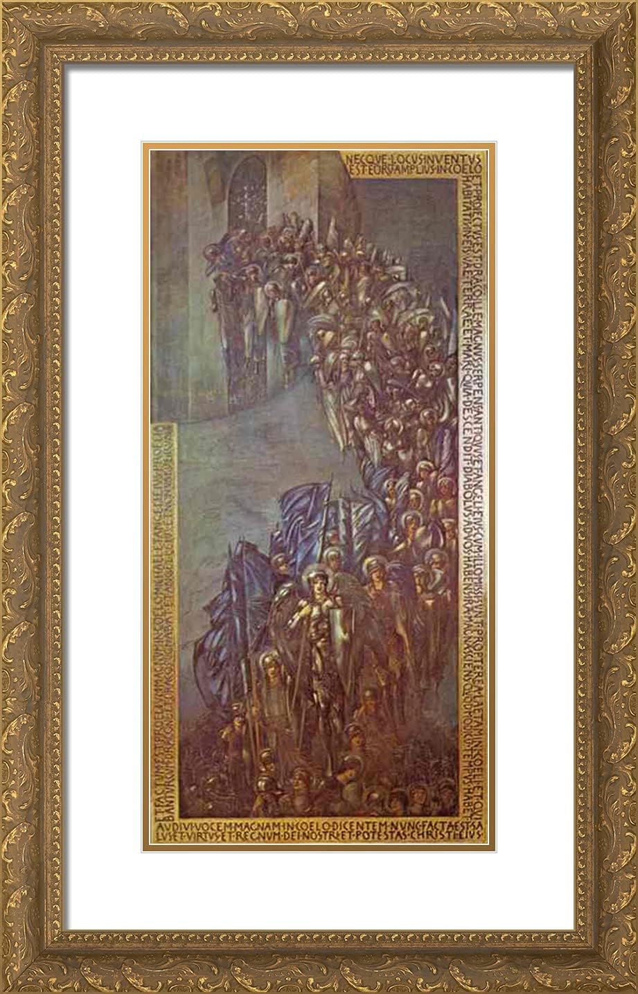 ArtDirect Burne-Jones, Edward 16x24 Gold Ornate Framed Art Print with Double Matting Titled: The Fall of Lucifer