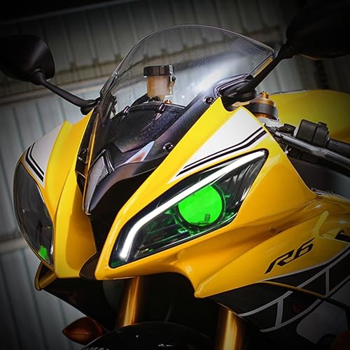 Miniatura 9 de KT - Faro LED de fibra óptica para Yamaha R6 2008-2016 V2 Ojo de demonio azul, Green Demon Eye, Orange Demon Eye, Ojo de demonio rosa, White Optical