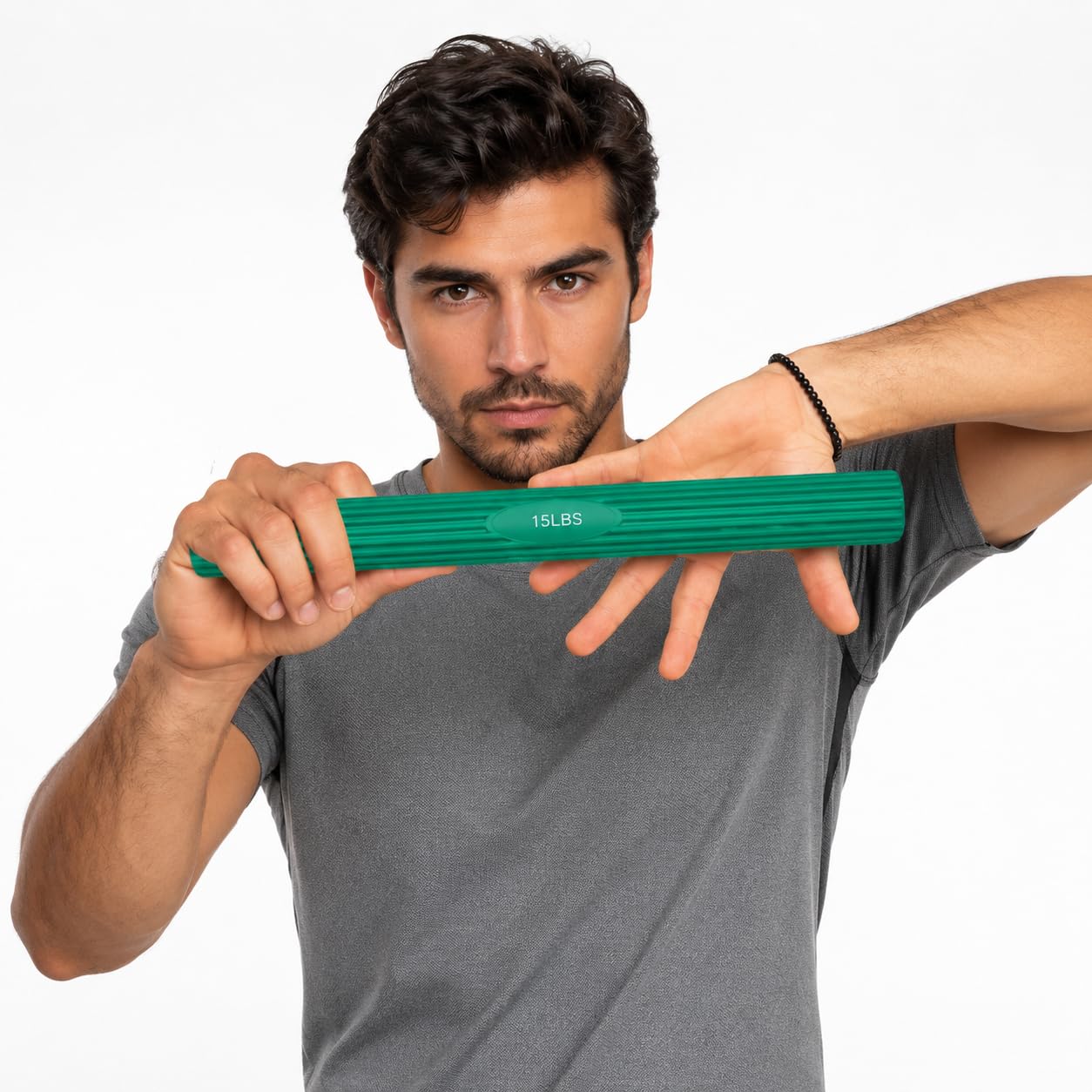 Leosportz Resistance Bar for Hand Grip Strength, Wrist & Forearm Exerciser for Tennis Elbow, Golfers Elbow & Tendonitis Relief | Silicone Flex Bar for Rehab Therapy & Muscle Recovery (Green, 15 lbs)-image-28