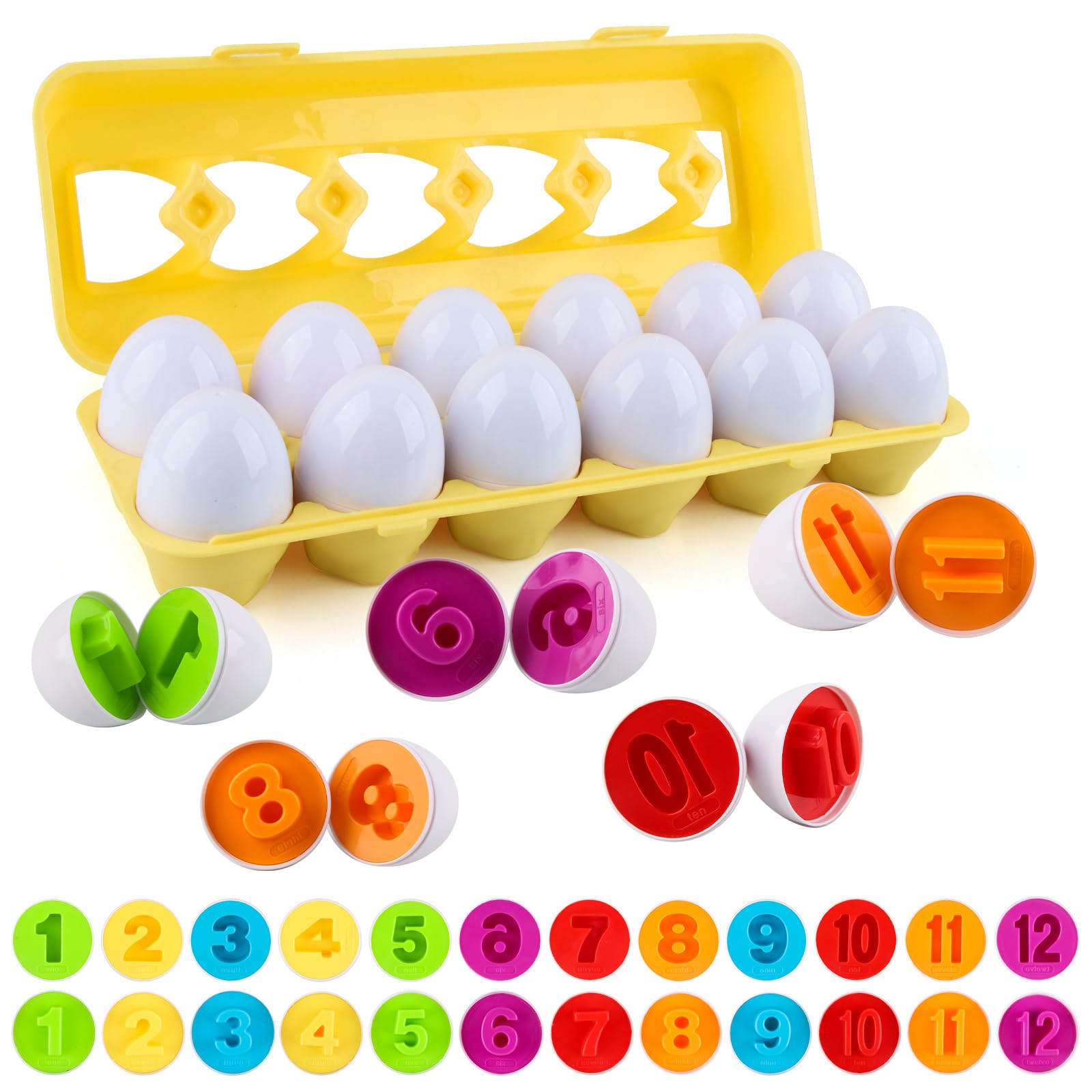 Juguete Huevos Encajables, dellyy Juego de Huevos Niños, Juego de Clasificación Montessori, Huevos Juguetes Niños, Clasificación de Colores y Formas, Montessori Regalos para Niños y Niñas