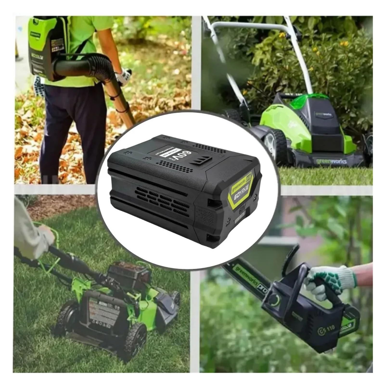 Batería de Iones de Litio de 60 V 6,0/8,0/10,0 Ah Compatible con Greenworks cortacésped sin escobillas y Herramientas de jardinería Pro GD60AB(10000mAh)