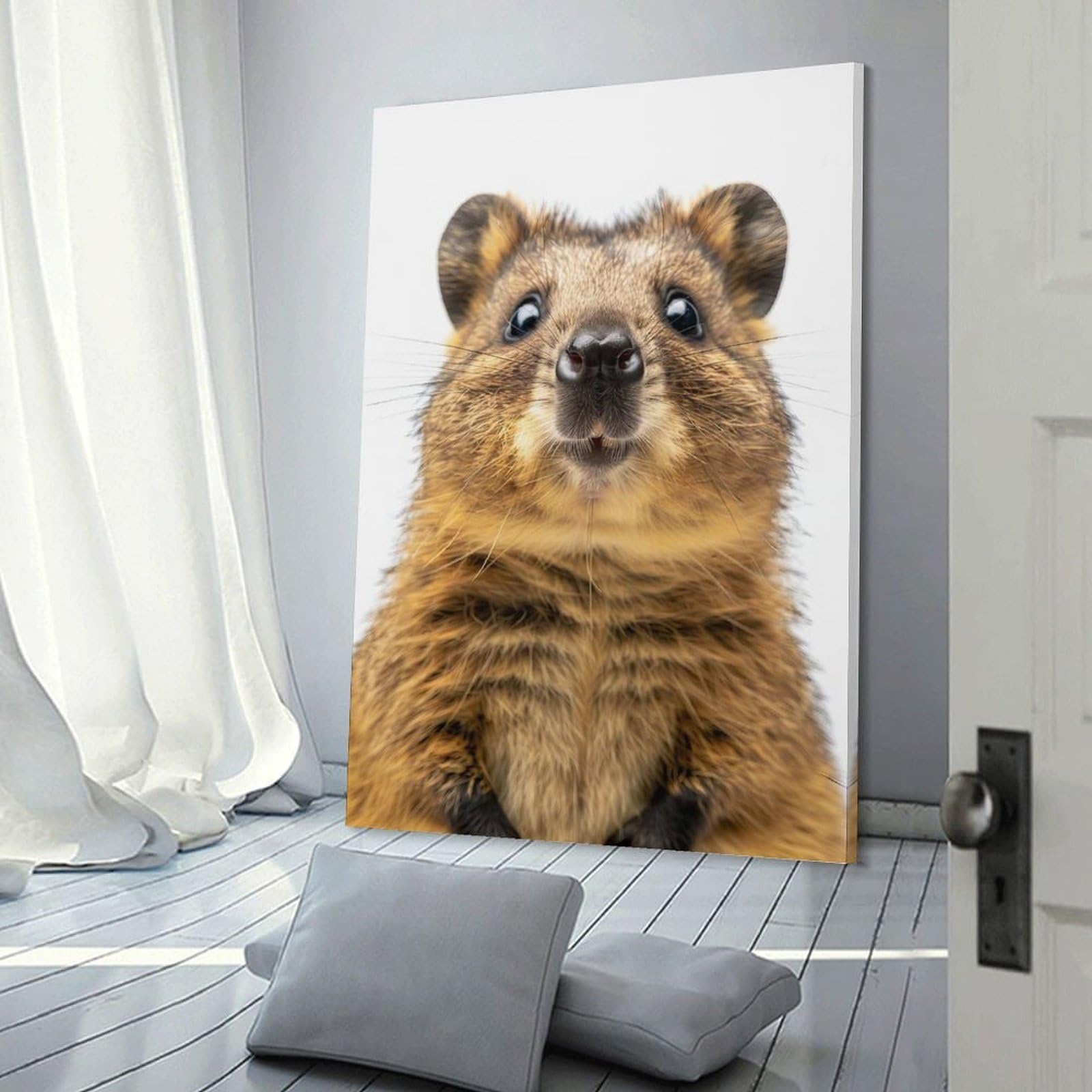 Junmoney Quokka Face Canvas Wall Decor 24x36inch(60x90cm), for Feature Walls in Flats Or Modern Rooms, Decorative Artwork with Flexible Styling